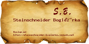 Steinschneider Boglárka névjegykártya